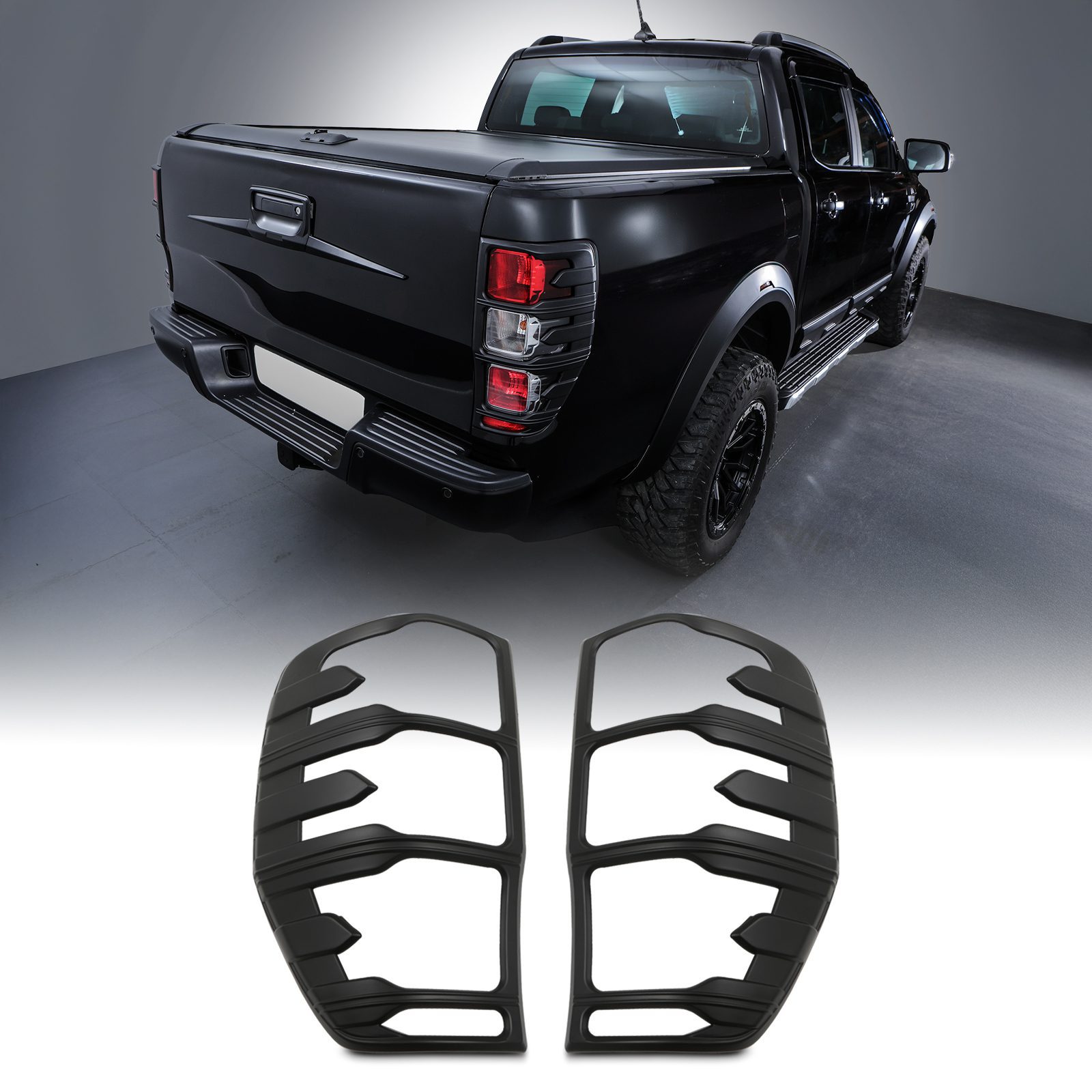 GGR Matte Black Rear Tail Light Cover Guards For Ford Ranger T6 (2012+) – Pair, GGFR007