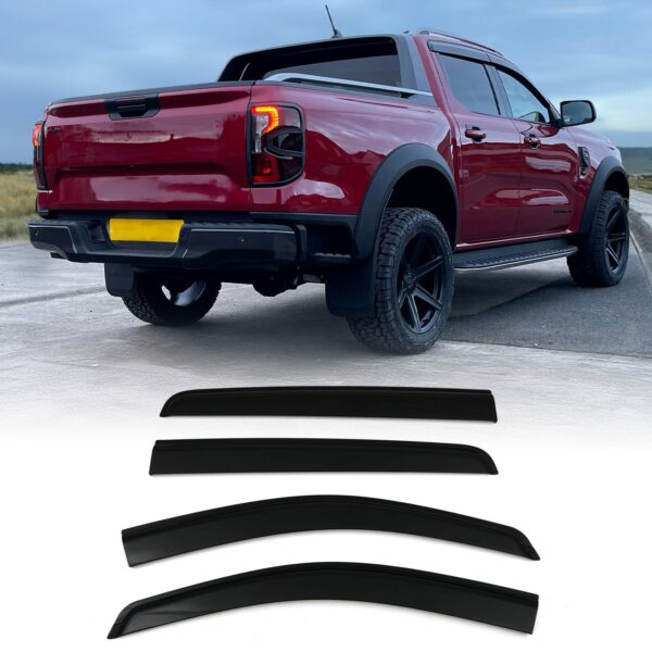 Ford Ranger T9 2023+ 4pc Black Wind Deflector Kit