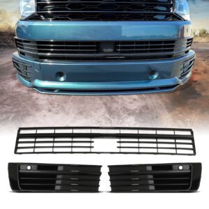 VW Transporter T6 16-19 Gloss Black Lower Grille Trim Set For Models With Radar & Parking Sensors