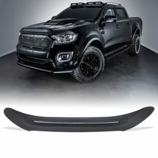 Ford Ranger T7 T8 2015-2022 Smoked Black Bonnet Guard With LED Lights