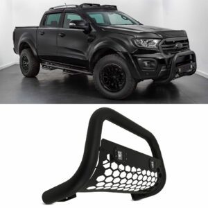 Ford Ranger T7 15-17 Matte Black Steel Bull Bar With Lights