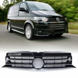 VW Transporter T5.1 09-15 Gloss Black Badged Front Bumper Grille Chrome Trim