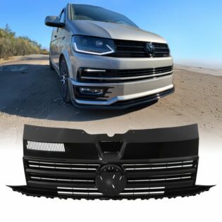 VW Transporter T6 Van 16-19 Gloss Black Badged Front Bumper Grille