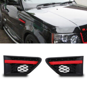 Predator 4x4 Black & Red Wing Side Air Vents To Fit Range Rover Sport 10-13