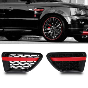 Predator 4x4 Black & Red Side Air Vents To Fit Range Rover Sport L320 05-09