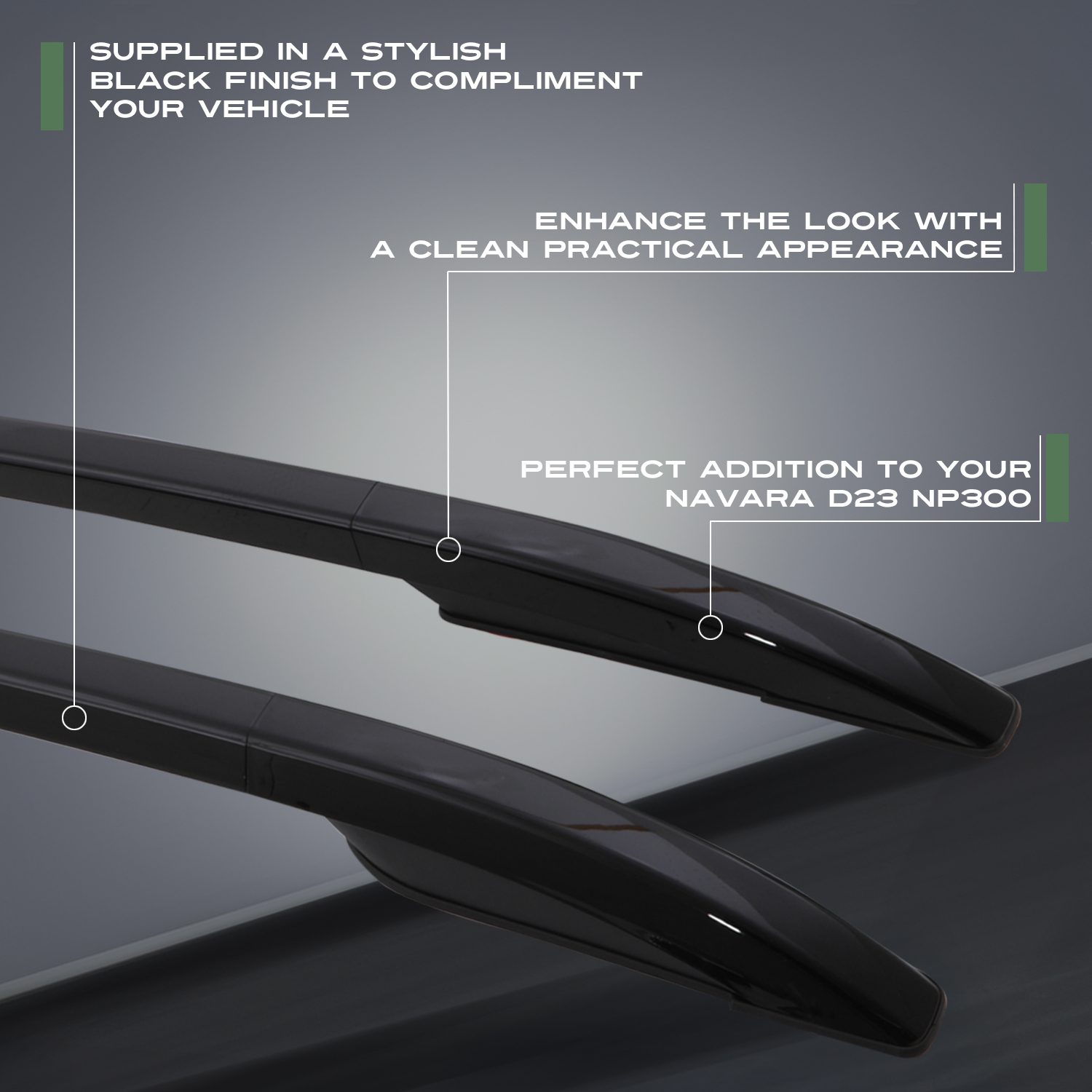Nissan Navara D23 NP300 18-22 Black Roof Rails | Predator4x4