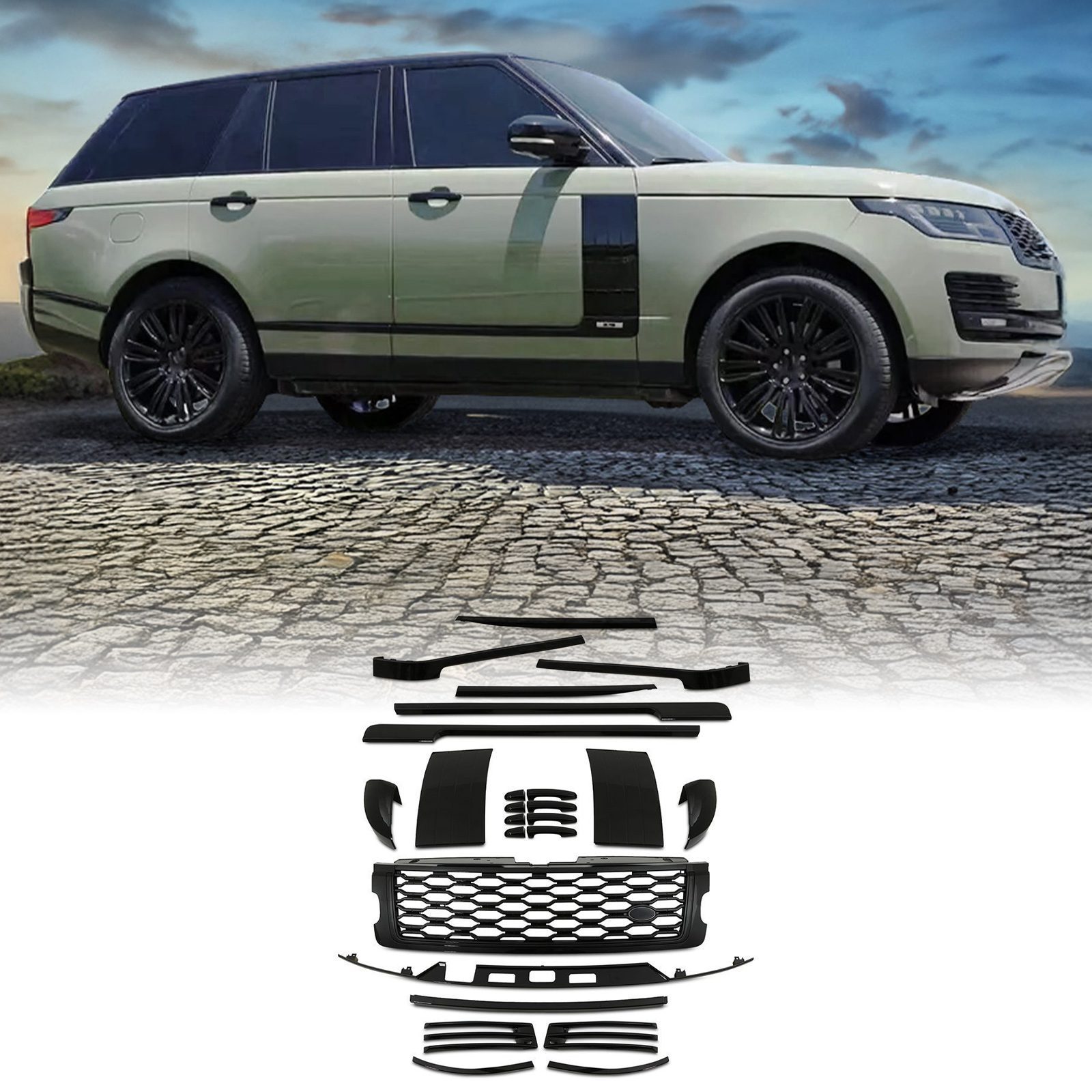 Predator4x4 Black Pack Full Body Trim Kit To Fit Range Rover Vogue L405 2018-21