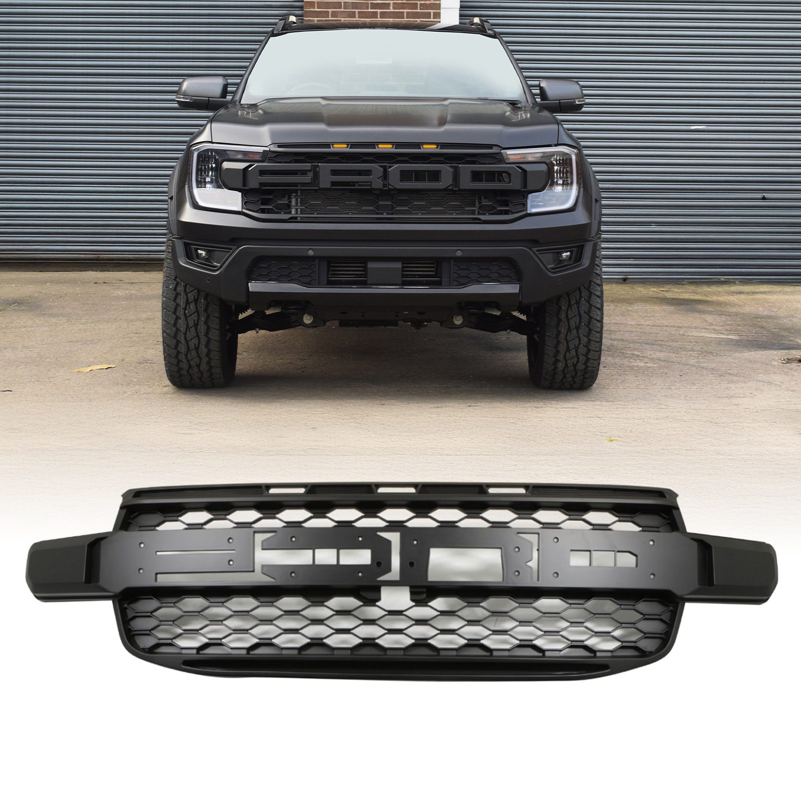Image of Ford Ranger T9 Wildtrak 2023+ Matte Black Grille With Yellow LED Lights