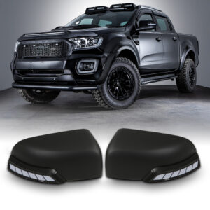 Ford Ranger T6 T7 T8 2011-2022 Black Door Mirror Covers With Dynamic LED Indicators