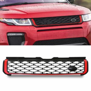 Predator 4x4 Black & Red Dynamic Style Front Grille To Fit Range Rover Evoque L551 19+