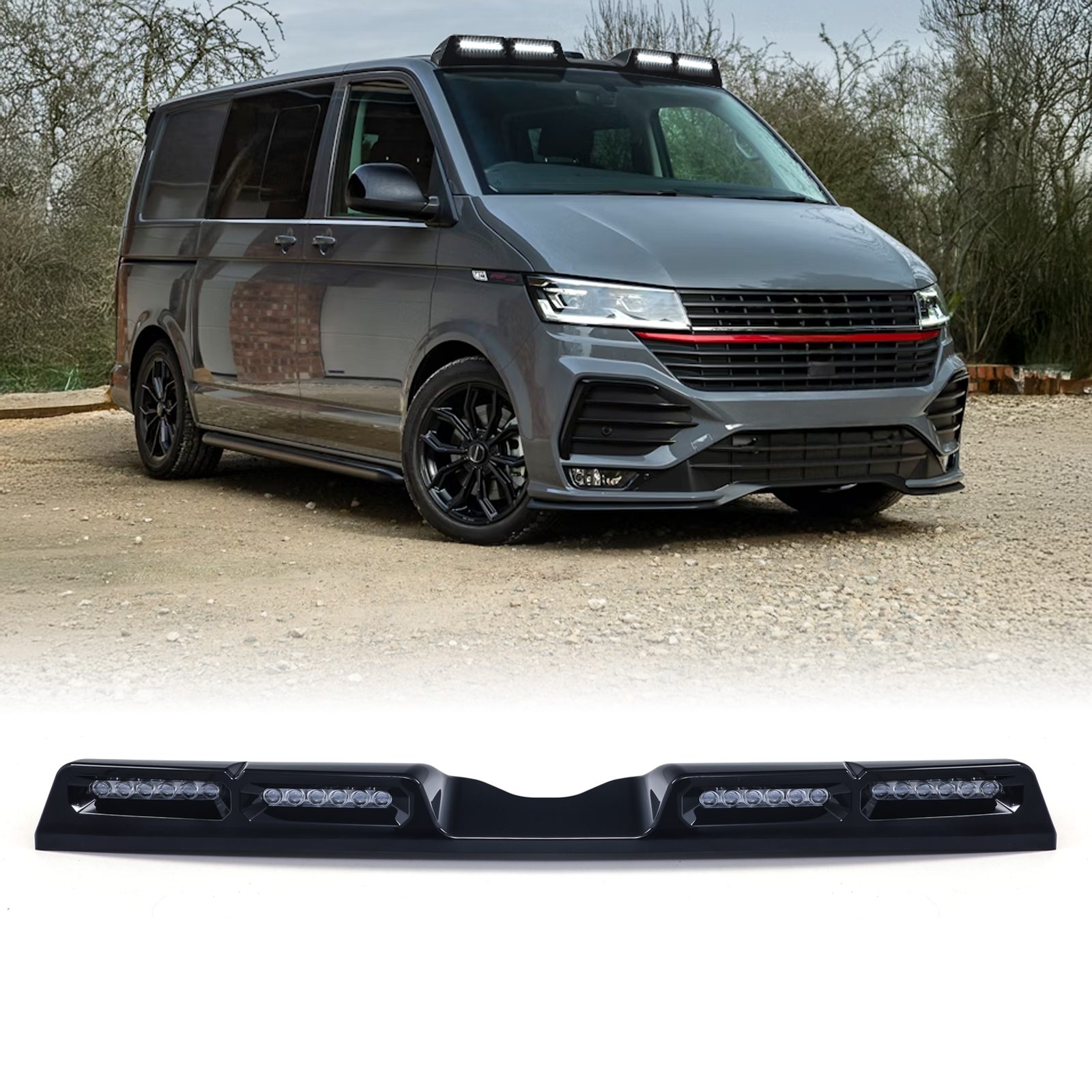 Image of VW Transporter T6 T6.1 2016-2024 Gloss Black Quad Roof Mounted LED Light