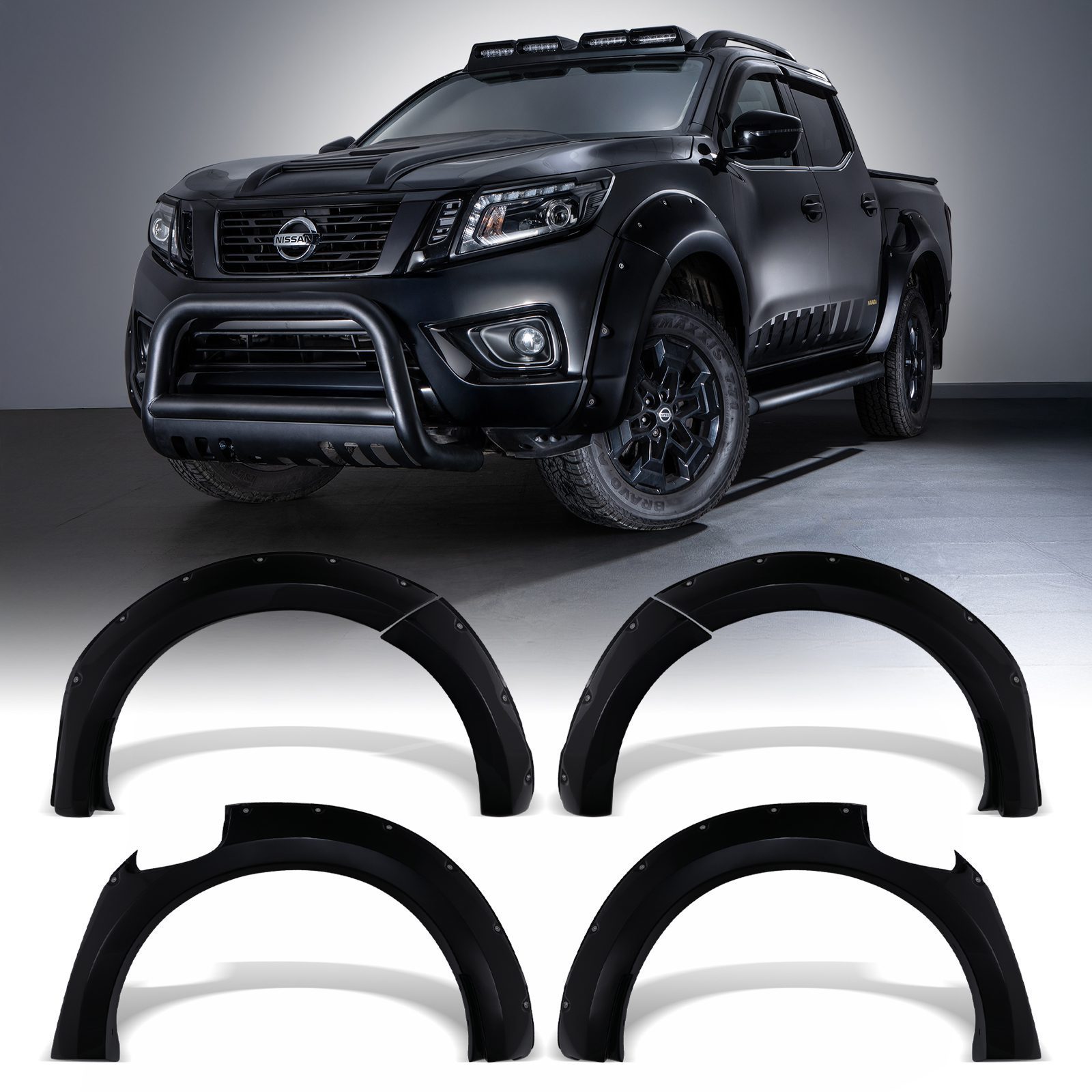 Nissan Navara D23 NP300 14-21 Gloss Black 9" Wheel Arches