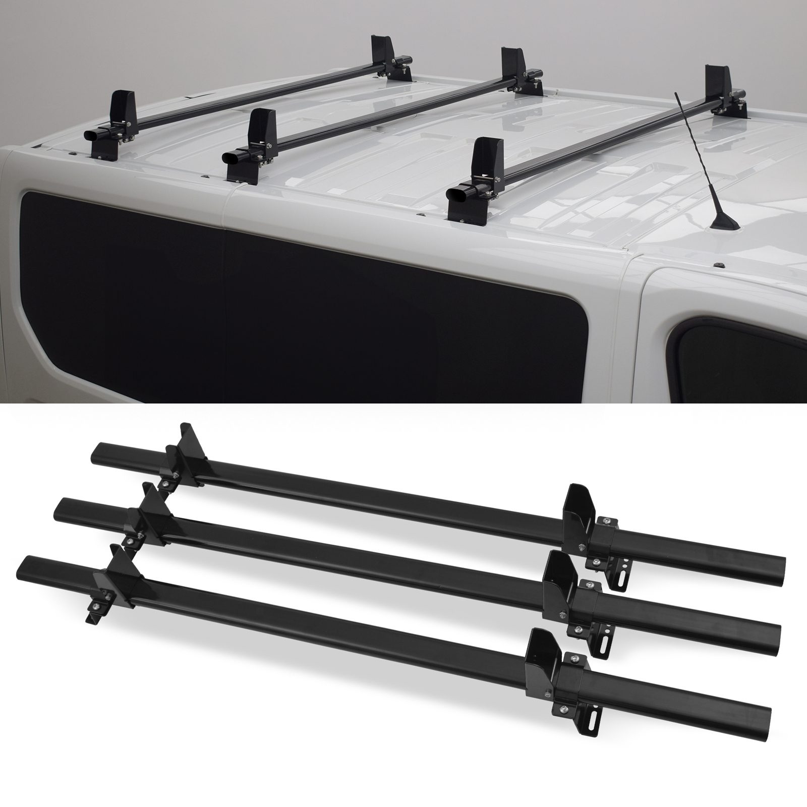 Ford Transit Custom MK2 23+ Black 3 Bar Van Roof Rack