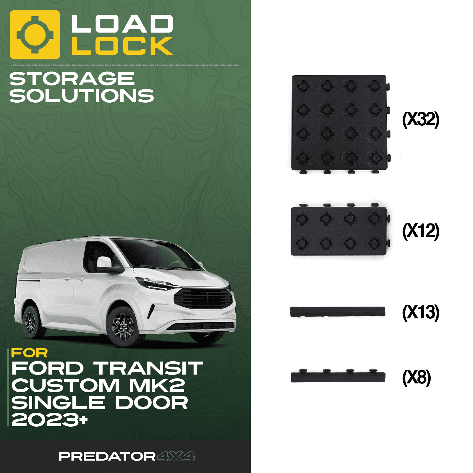 Ford Transit Custom MK2 SWB/LWB 2023+ LoadLock Full Load Bed Base Kit