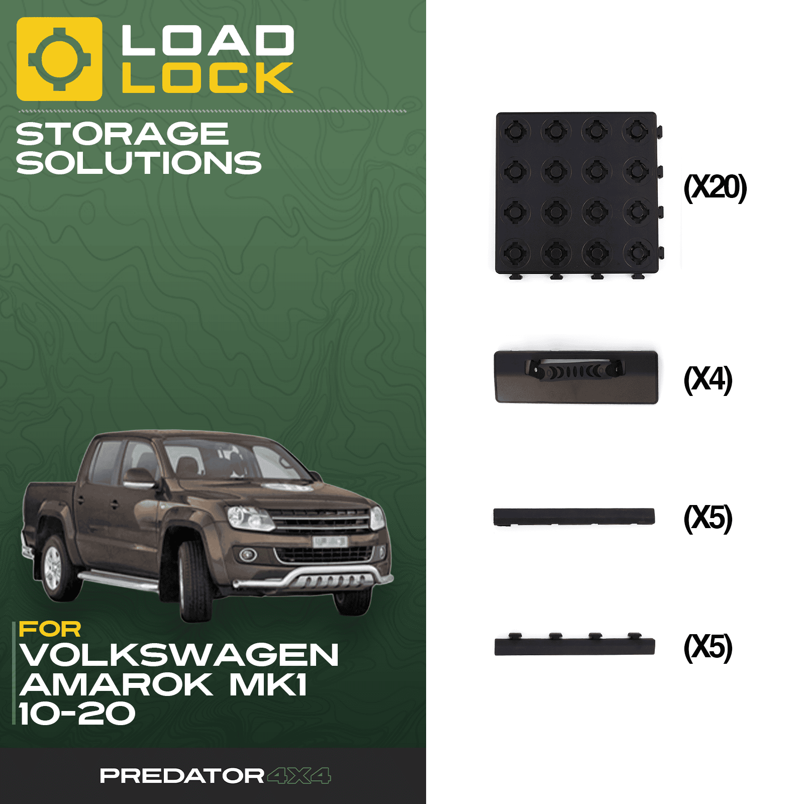 Volkswagen Amarok MK1 2010-2020 LoadLock Full Truck Bed Base Kit