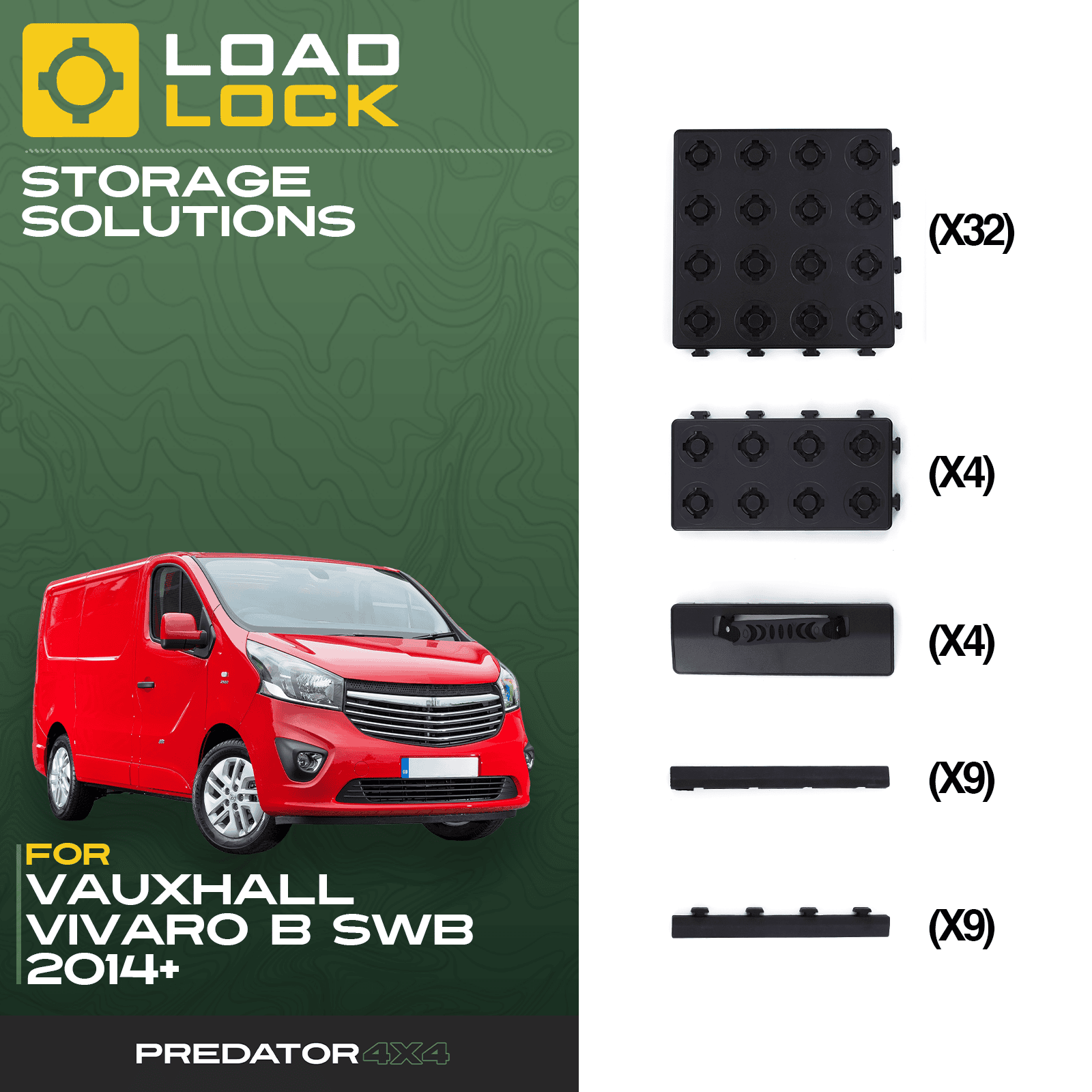 Vauxhall Vivaro B / Renault Trafic X82 SWB/LWB 2014+ LoadLock Full Load Bed Base Kit