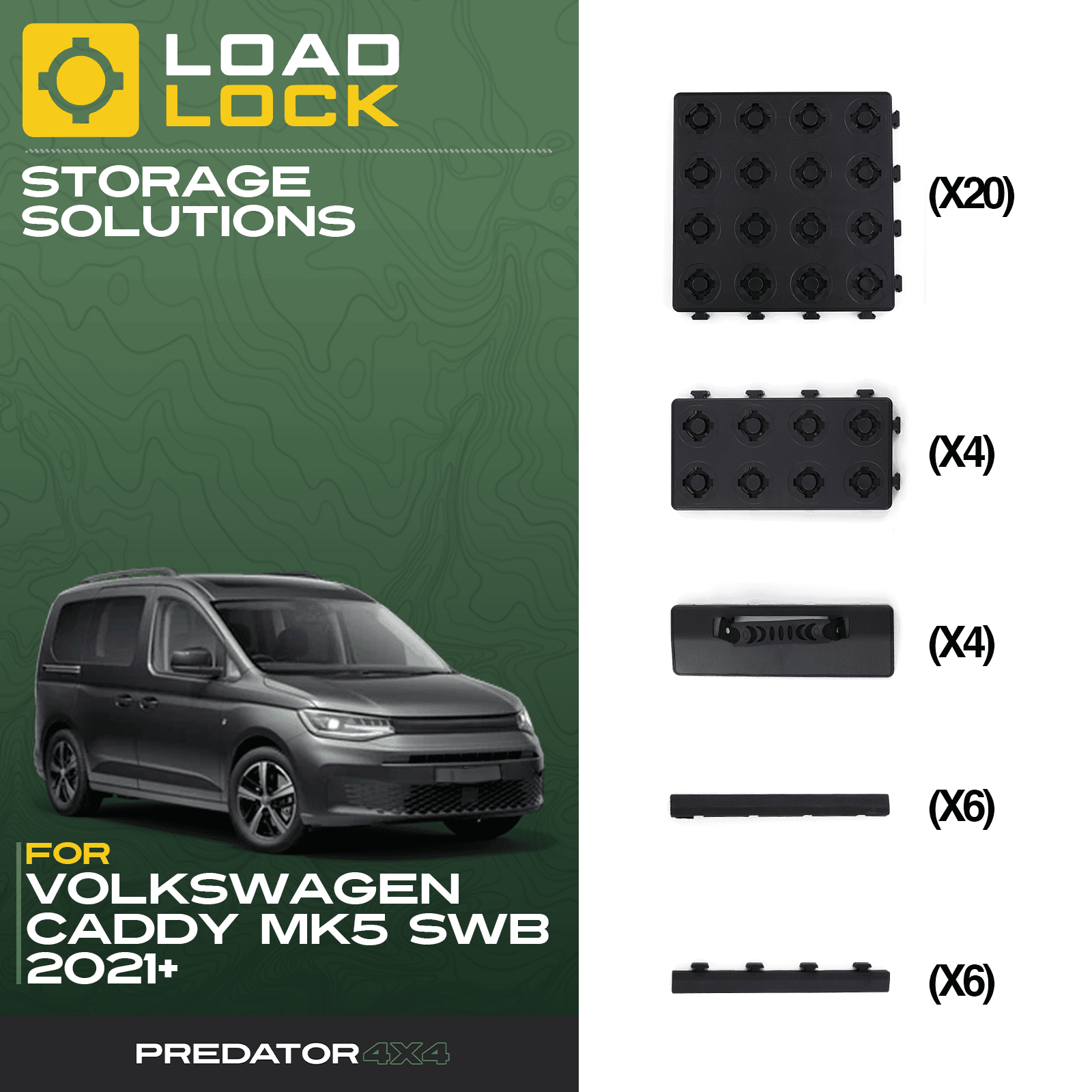 Volkswagen Caddy MK5 SWB/LWB 2021+ LoadLock Full Load Bed Base Kit