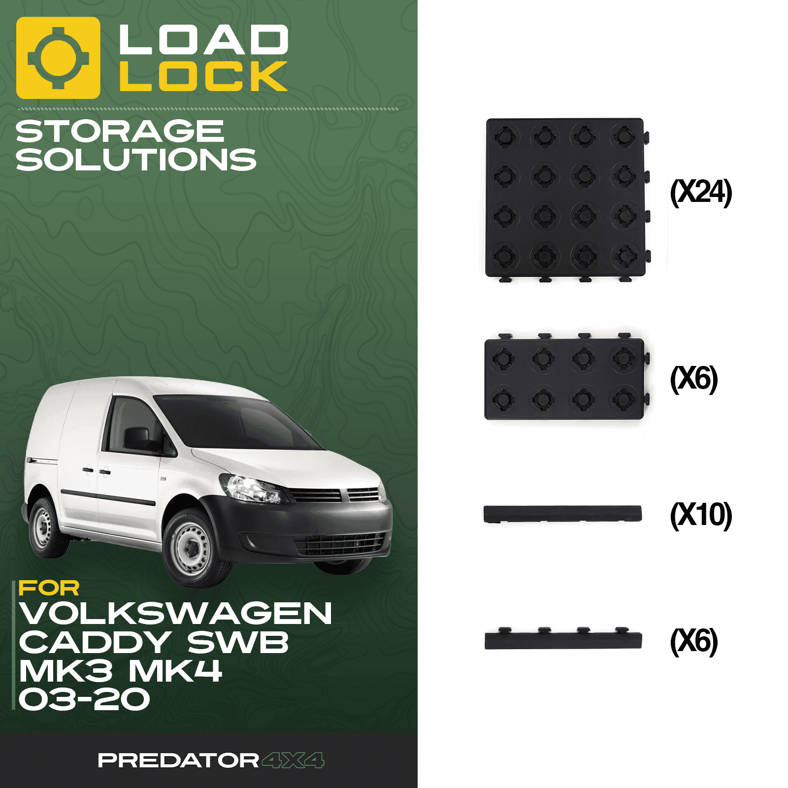 Volkswagen Caddy SWB/LWB MK3/MK4 2003-2020 LoadLock Full Load Bed Base Kit
