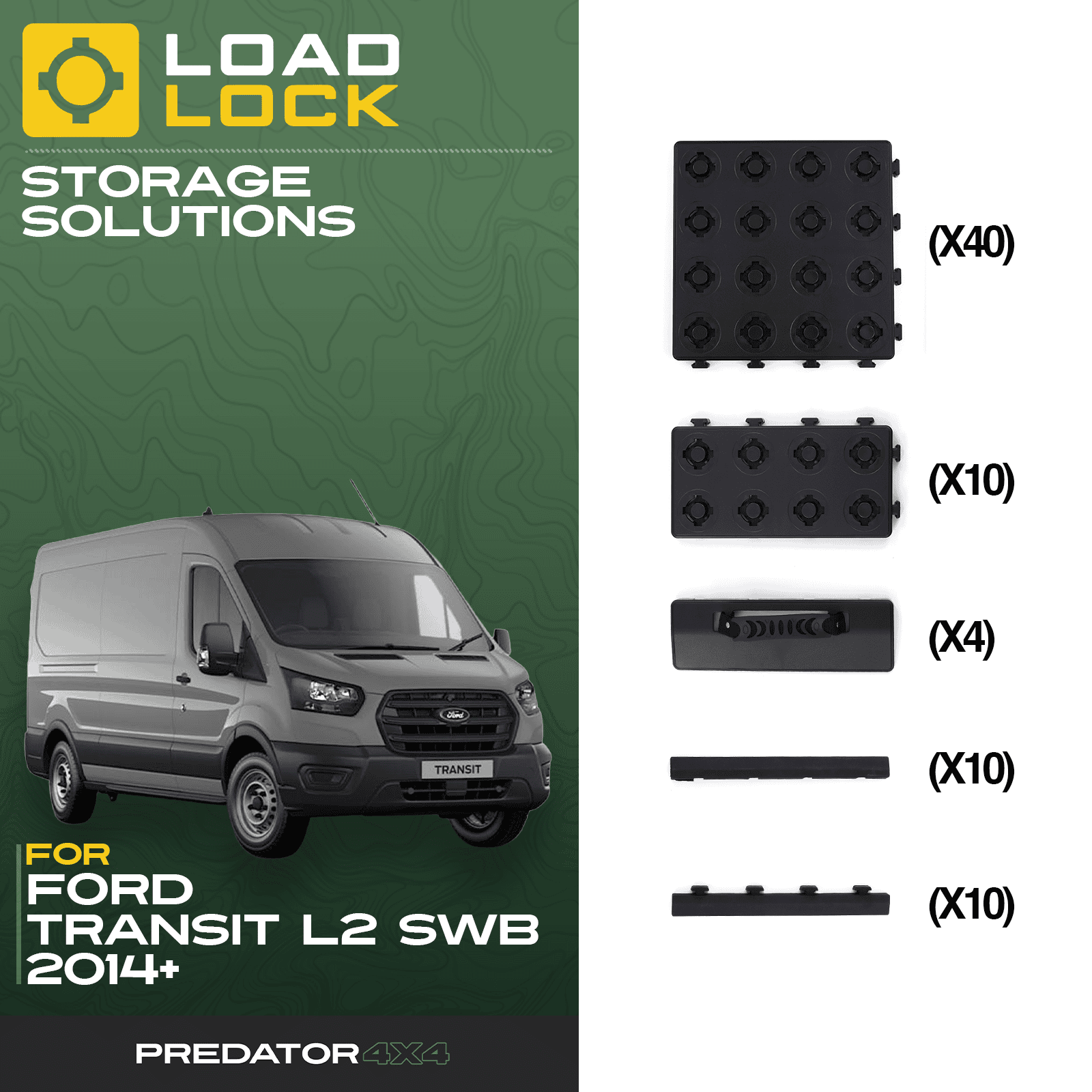 Ford Transit SWB/LWB/XLWB L2 2014+ LoadLock Full Load Bed Base Kit