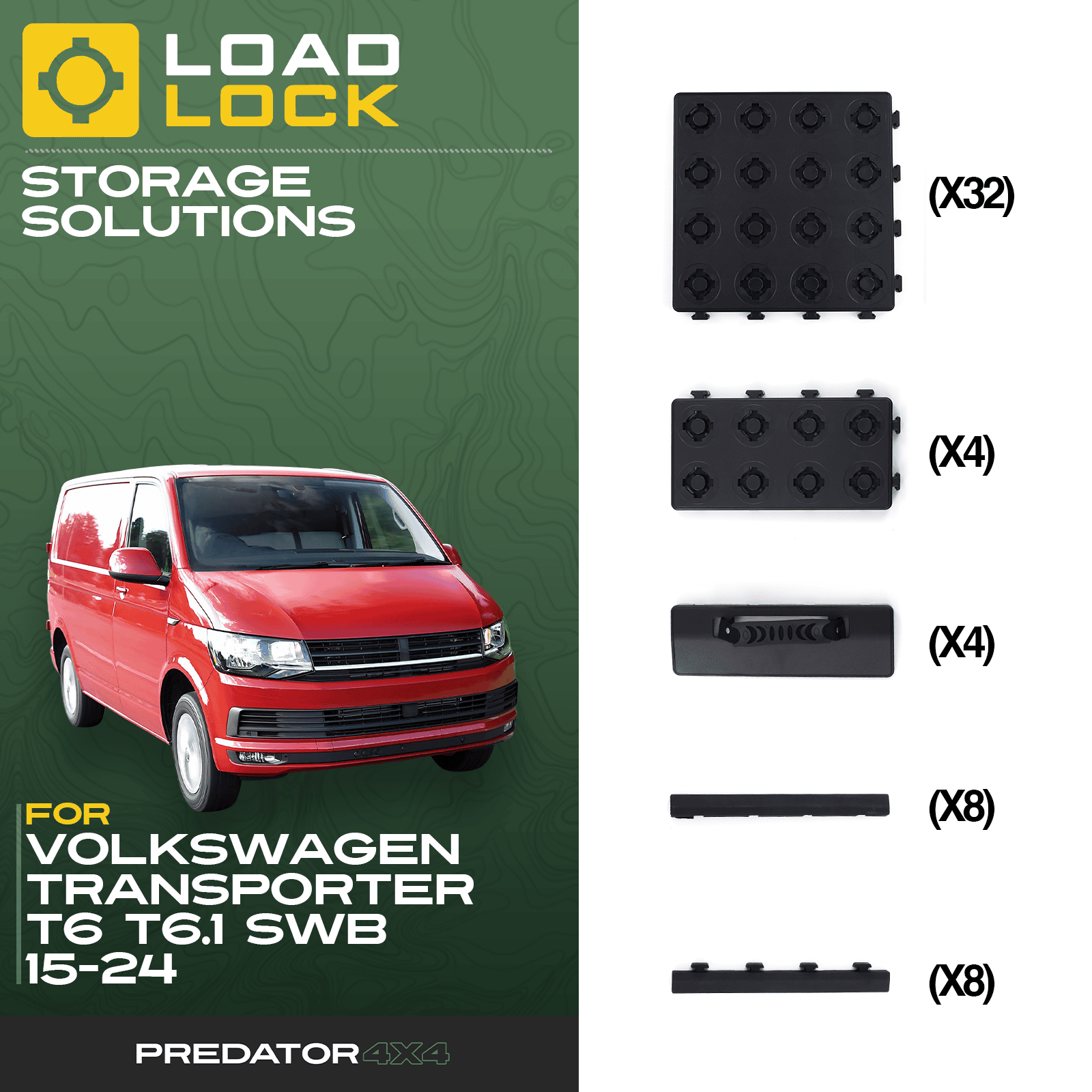 Volkswagen Transporter T6 / T6.1 SWB/LWB 2015-2024 LoadLock Full Load Bed Base Kit