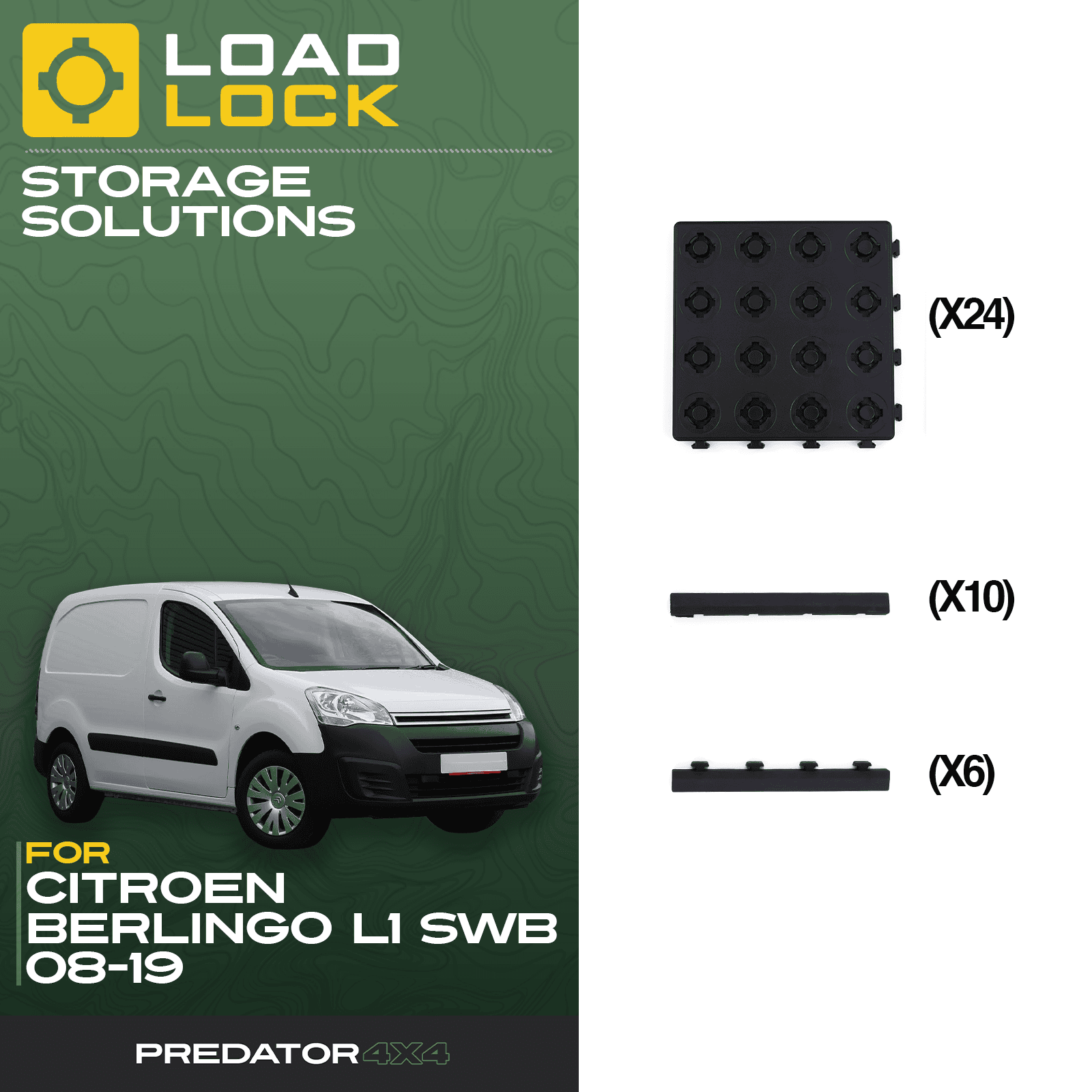 Citroen Berlingo / Peugeot Partner L1 SWB 2008-2019 LoadLock Full Load Bed Base Kit