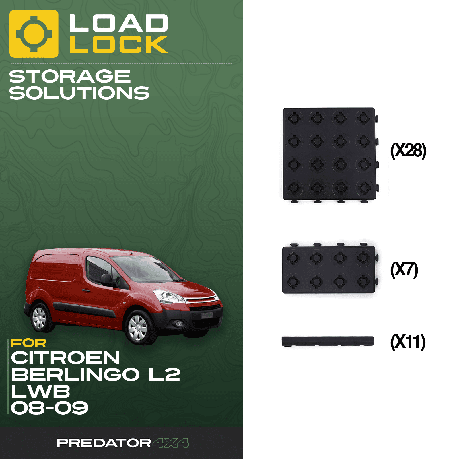 LoadLock Full Load Bed Base Kit Citroen Belingo / Peugeot Partner L2 LWB 2008-2019