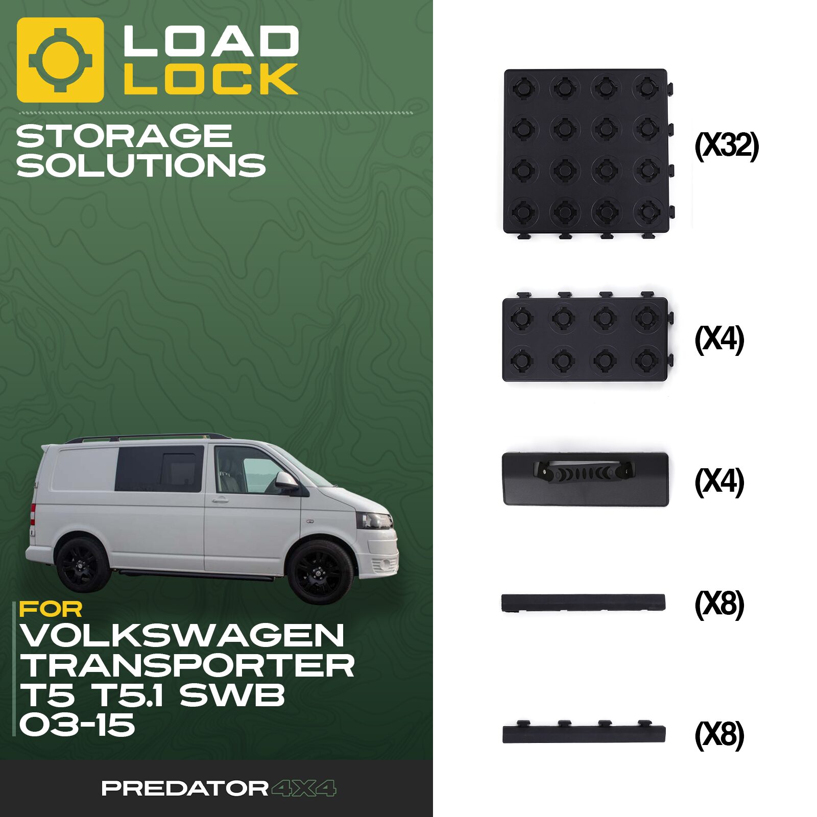 Volkswagen Transporter T5 / T5.1 SWB/LWB 2003-2015 LoadLock Full Load Bed Base Kit